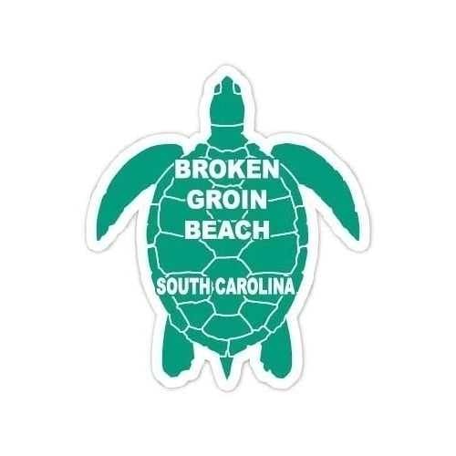 Broken Groin Beach South Carolina 4 Inch Green Turtle Shape Decal Sticker Image 1