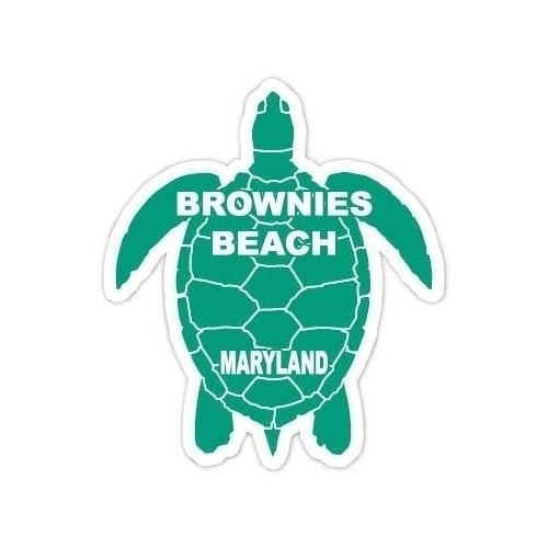 Brownies Beach Maryland Souvenir 4 Inch Green Turtle Shape Decal Sticker Image 1