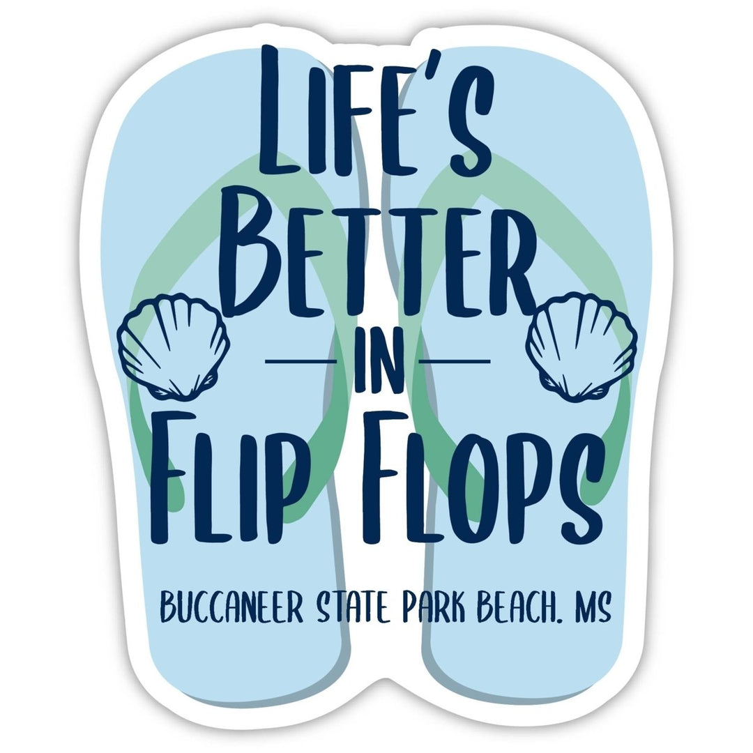 Buccaneer State Park Beach Mississippi Souvenir 4 Inch Vinyl Decal Sticker Flip Flop Design Image 1