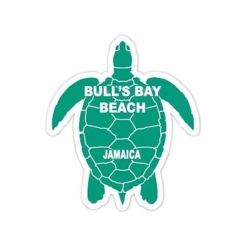 Bulls Bay Beach Jamaica 4 Inch Green Turtle Shape Decal Sticker Image 1