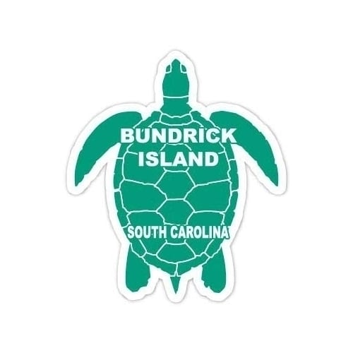 Bundrick Island South Carolina Souvenir 4 Inch Green Turtle Shape Decal Sticker Image 1