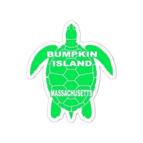 Bumpkin Island Massachusetts 4 Inch Green Turtle Shape Decal Sticker Image 1