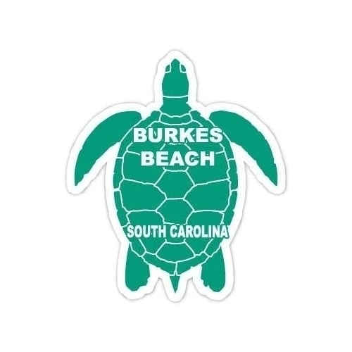 Burkes Beach South Carolina Souvenir 4 Inch Green Turtle Shape Decal Sticker Image 1