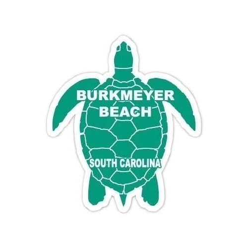 Burkmeyer Beach South Carolina Souvenir 4 Inch Green Turtle Shape Decal Sticker Image 1