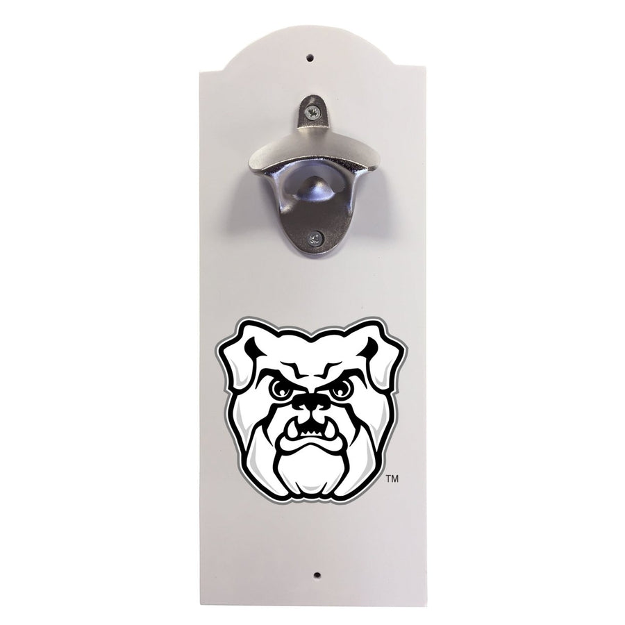 Butler Bulldogs Wall-Mounted Bottle Opener  Sturdy Metal with Decorative Wood Base for Home Bars, Rec Rooms and Fan Image 1