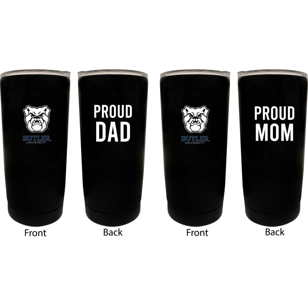 Butler Bulldogs NCAA Insulated Tumbler - 16oz Stainless Steel Travel Mug Proud Mom and Dad Design Black Image 1