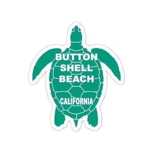 Button Shell Beach California Souvenir 4 Inch Green Turtle Shape Decal Sticker Image 1