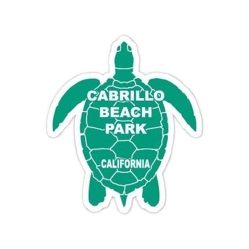 Cabrillo Beach Park California Souvenir 4 Inch Green Turtle Shape Decal Sticker Image 1