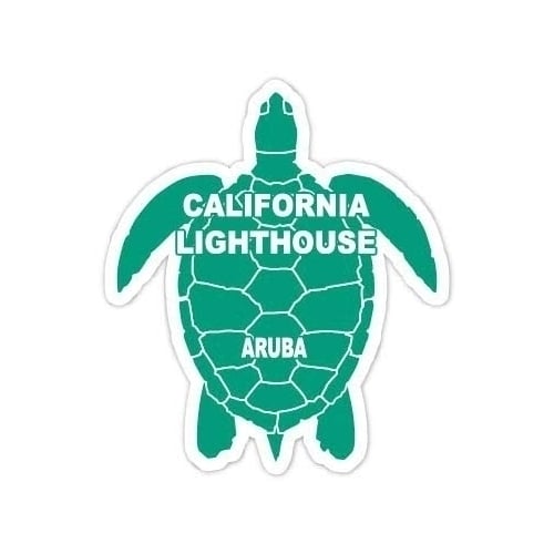 California Lighthouse Aruba 4 Inch Green Turtle Shape Decal Sticker Image 1