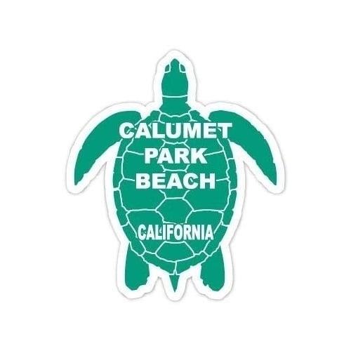 Calumet Park Beach California Souvenir 4 Inch Green Turtle Shape Decal Sticker Image 1