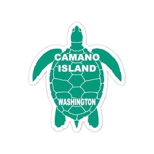 Camano Island Washington Souvenir 4 Inch Green Turtle Shape Decal Sticker Image 1