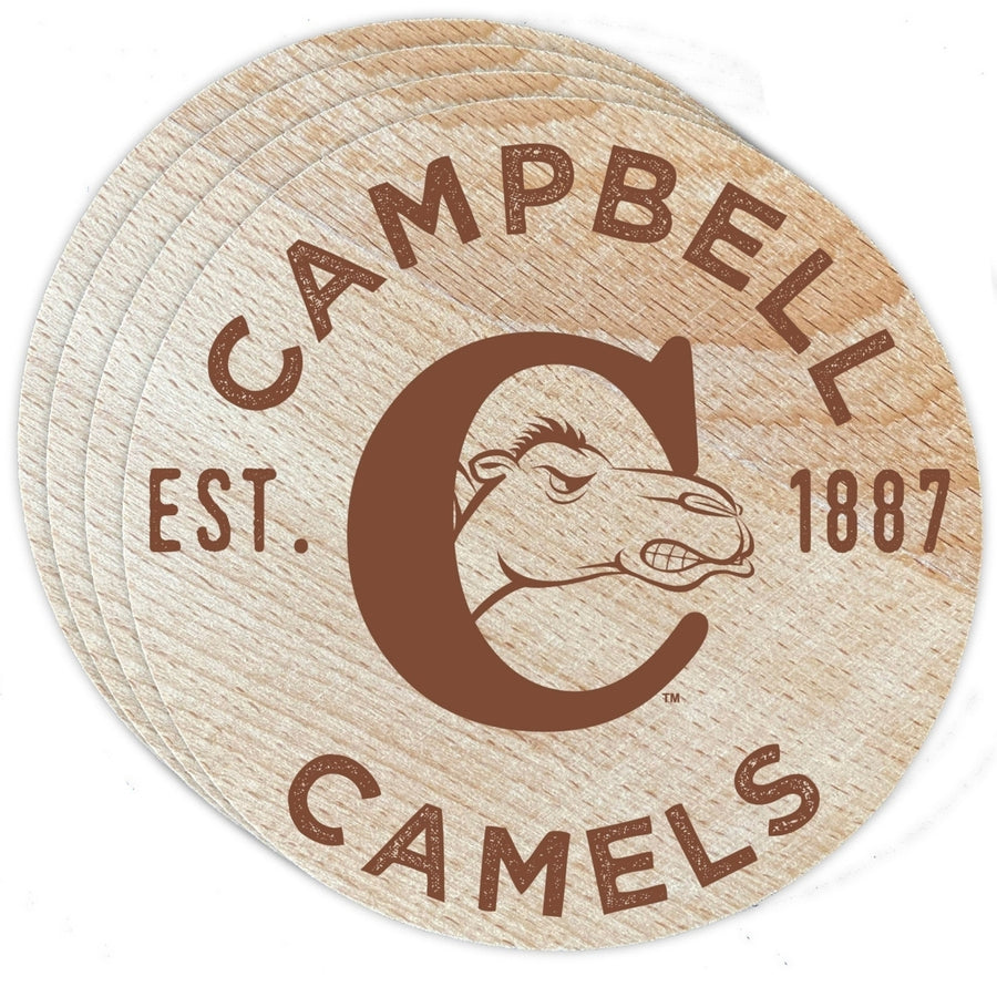 Campbell University Fighting Camels Officially Licensed Wood Coasters (4-Pack) - Laser Engraved, Never Fade Design Image 1