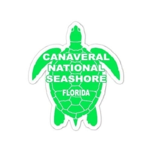 Canaveral National Seashore Florida Souvenir 4 Inch Green Turtle Shape Decal Sticker Image 1