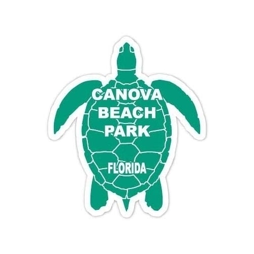 Canova Beach Park Florida Souvenir 4 Inch Green Turtle Shape Decal Sticker Image 1