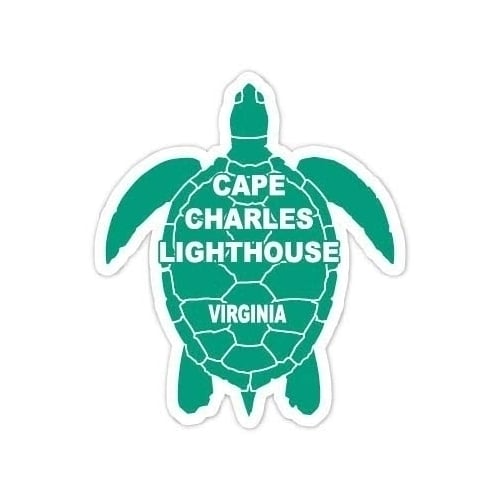 Cape Charles Lighthouse Virginia 4 Inch Green Turtle Shape Decal Sticker Image 1