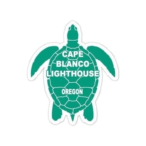 Cape Blanco Lighthouse Oregon 4 Inch Green Turtle Shape Decal Sticker Image 1