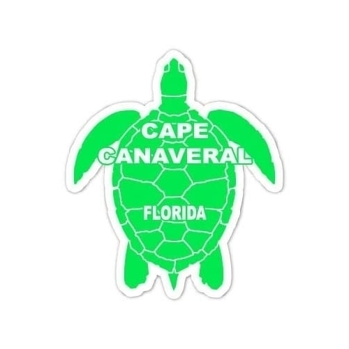 Cape Canaveral Florida Souvenir 4 Inch Green Turtle Shape Decal Sticker Image 1