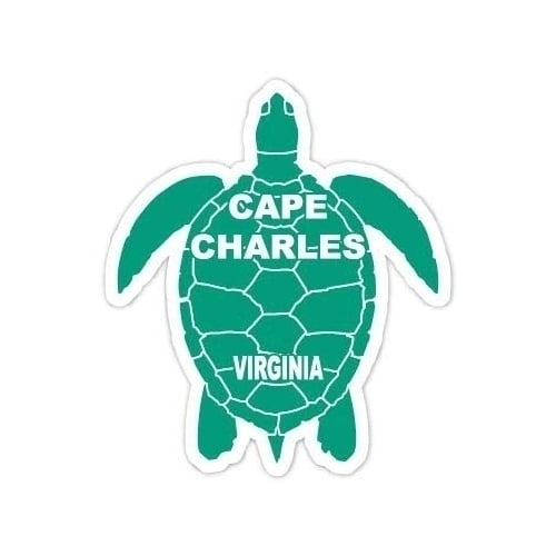 Cape Charles Virginia Souvenir 4 Inch Green Turtle Shape Decal Sticker Image 1