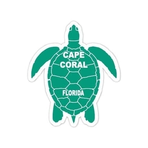 Cape Coral Florida 4 Inch Green Turtle Shape Decal Sticker Image 1