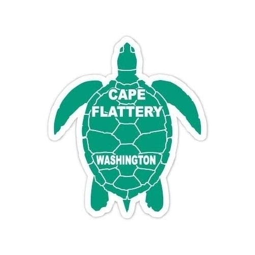 Cape Flattery Washington 4 Inch Green Turtle Shape Decal Sticker Image 1