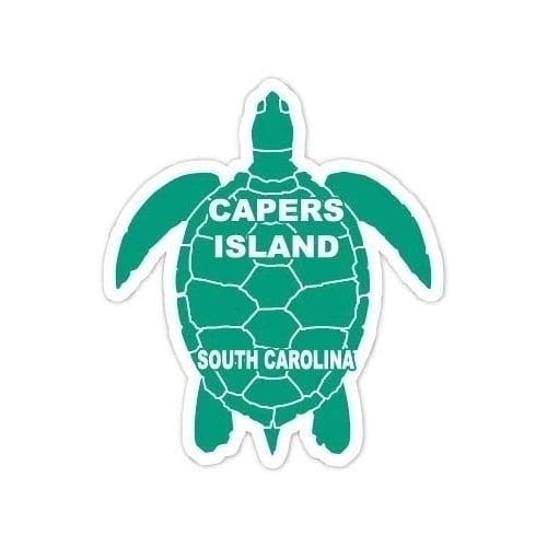 Capers Island South Carolina Souvenir 4 Inch Green Turtle Shape Decal Sticker Image 1