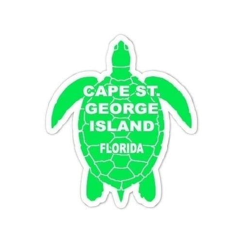 Cape St. George Island Florida Souvenir 4 Inch Green Turtle Shape Decal Sticker Image 1