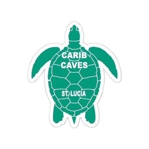 Carib Caves St. Lucia 4 Inch Green Turtle Shape Decal Sticker Image 1