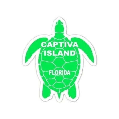 Captiva Island Florida Souvenir 4 Inch Green Turtle Shape Decal Sticker Image 1