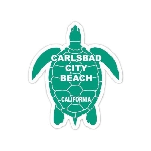 Carlsbad City Beach California Souvenir 4 Inch Green Turtle Shape Decal Sticker Image 1