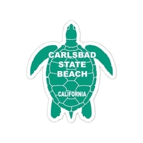 Carlsbad State Beach California Souvenir 4 Inch Green Turtle Shape Decal Sticker Image 1