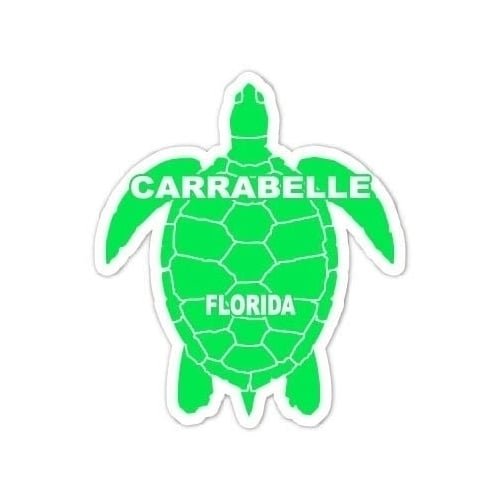 Carrabelle Florida Souvenir 4 Inch Green Turtle Shape Decal Sticker Image 1