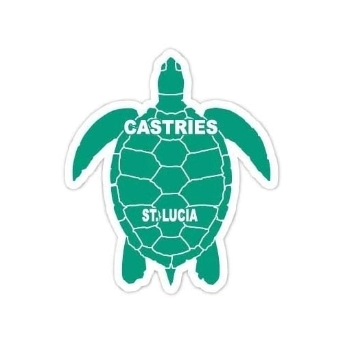 Castries St. Lucia 4 Inch Green Turtle Shape Decal Sticker Image 1