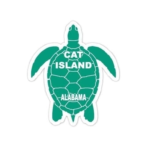 Cat Island Alabama Souvenir 4 Inch Green Turtle Shape Decal Sticker Image 1