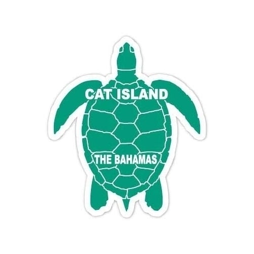 Cat Island The Bahamas 4 Inch Green Turtle Shape Decal Sticker Image 1