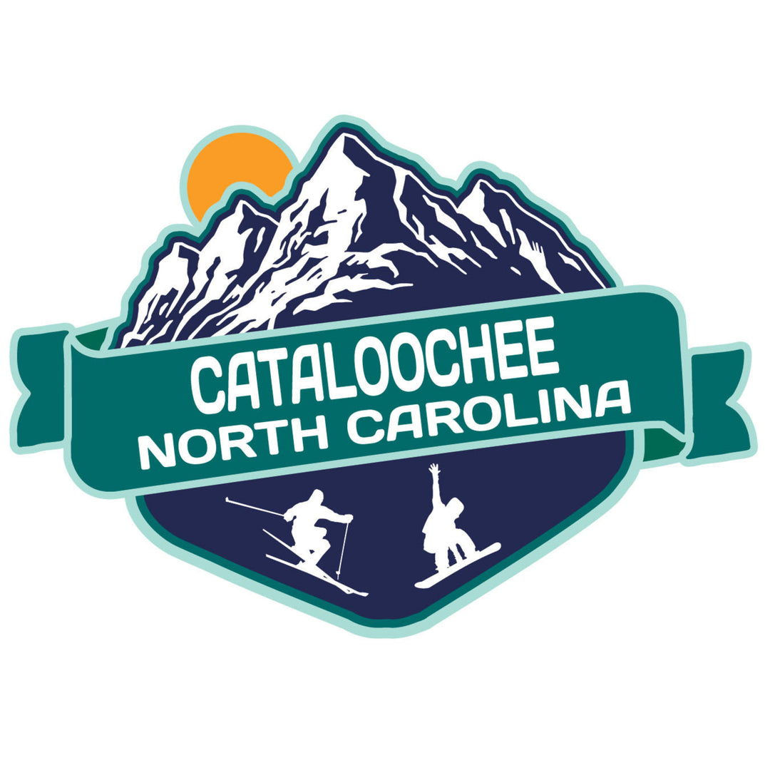 Cataloochee North Carolina Ski Adventures Souvenir 4 Inch Vinyl Decal Sticker Mountain Design Image 1