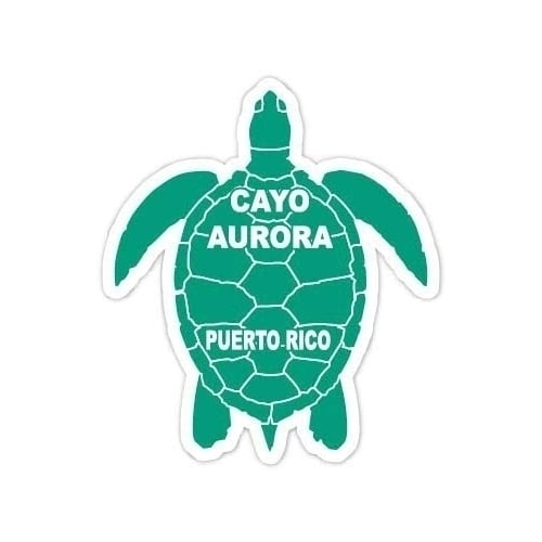 Cayo Aurora Puerto Rico 4 Inch Green Turtle Shape Decal Sticker Image 1