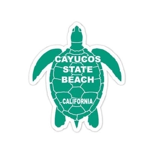 Cayucos State Beach California Souvenir 4 Inch Green Turtle Shape Decal Sticker Image 1