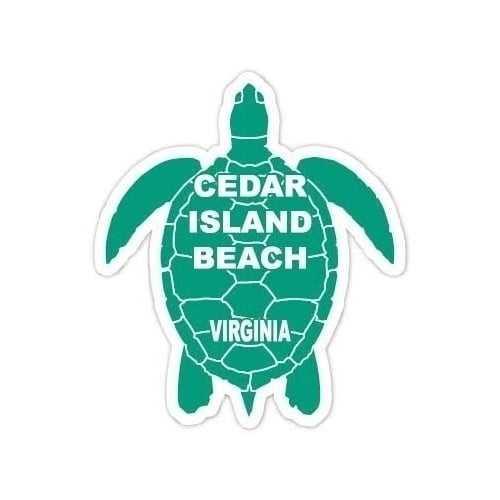 Cedar Island Beach Virginia Souvenir 4 Inch Green Turtle Shape Decal Sticker Image 1