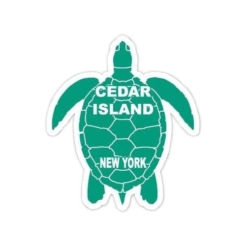 Cedar Island York Souvenir 4 Inch Green Turtle Shape Decal Sticker Image 1