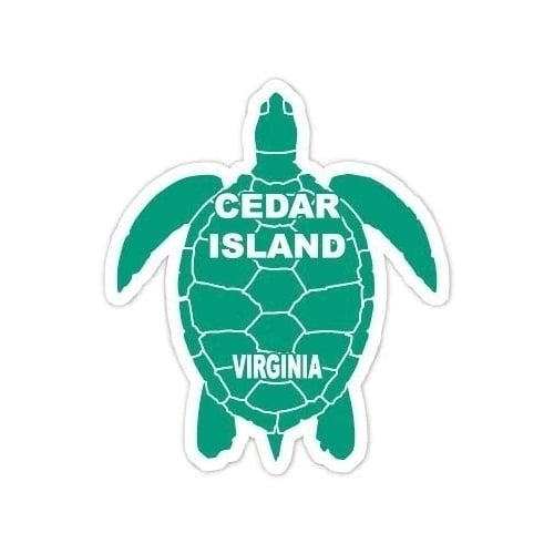 Cedar Island Virginia Souvenir 4 Inch Green Turtle Shape Decal Sticker Image 1