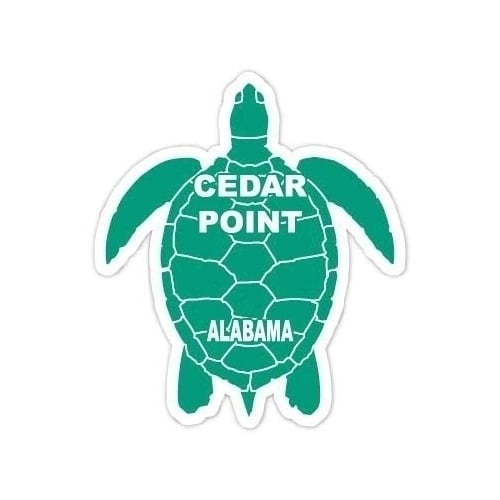 Cedar Point Alabama Souvenir 4 Inch Green Turtle Shape Decal Sticker Image 1