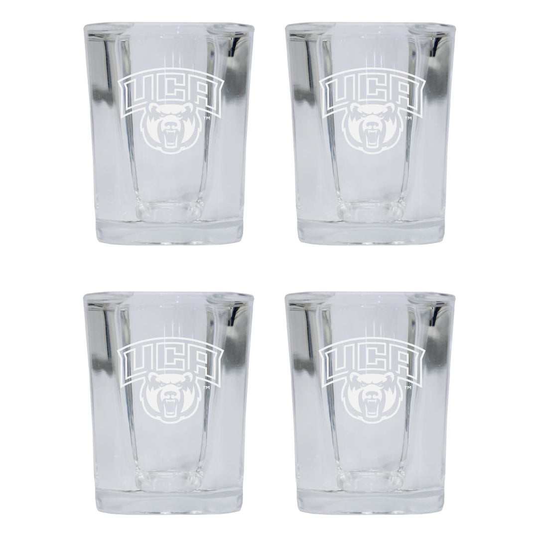 Central Arkansas Bears 2 Ounce Square Shot Glass laser etched logo Design 4-Pack Image 1