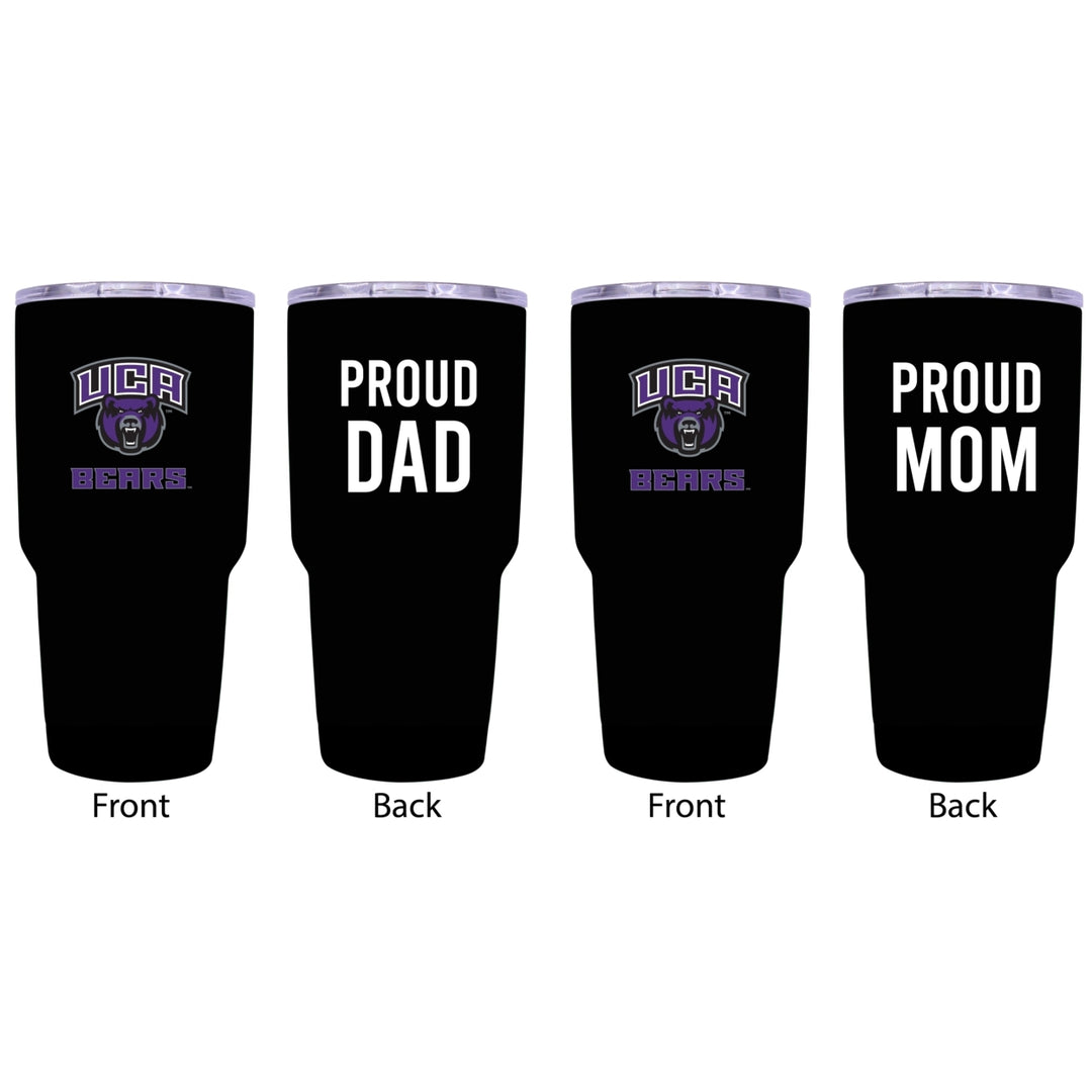 Central Arkansas Bears Proud Mom and Dad 24 oz Insulated Stainless Steel Tumblers 2 Pack Black. Image 1