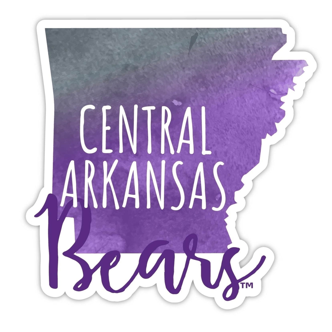 Central Arkansas Bears Watercolor State Die Cut Decal 4-Inch Image 1