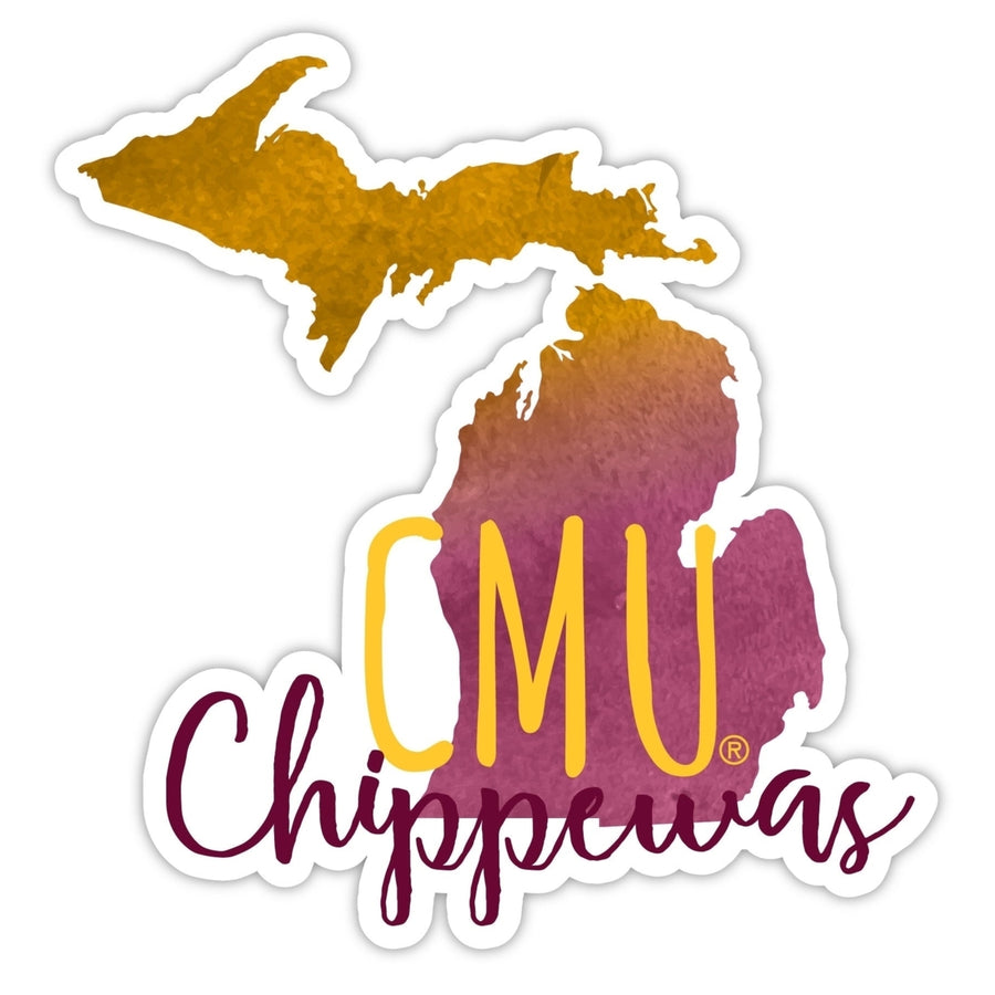 Central Michigan University 2-Inch on one of its sides Watercolor Design NCAA Durable School Spirit Vinyl Decal Sticker Image 1