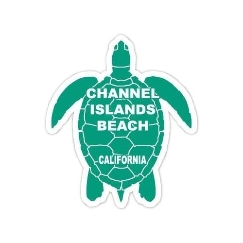 Channel Islands Beach California Souvenir 4 Inch Green Turtle Shape Decal Sticker Image 1