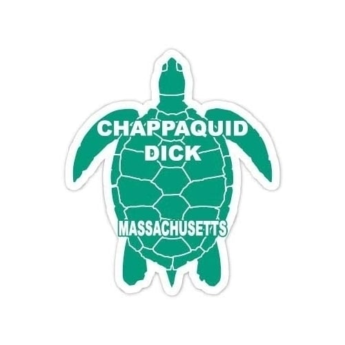 Chappaquiddick Massachusetts Souvenir 4 Inch Green Turtle Shape Decal Sticker Image 1