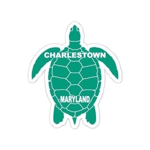 Charlestown Maryland Souvenir 4 Inch Green Turtle Shape Decal Sticker Image 1