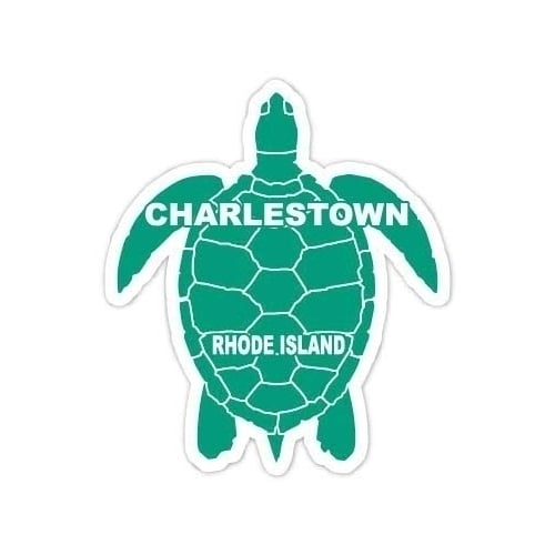 Charlestown Rhode Island Souvenir 4 Inch Green Turtle Shape Decal Sticker Image 1