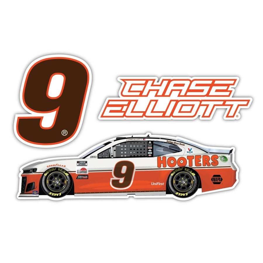 Chase Elliott 9 Hooters Throwback 3 Pack Laser Cut Decal Image 1